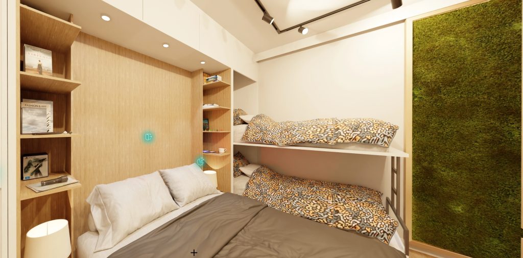 Łóżka w schronie przydomowym